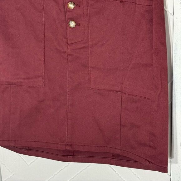 NWT LOFT Outlet Burgundy Front Button Mini Skirt Size 4P - Picture 6 of 10